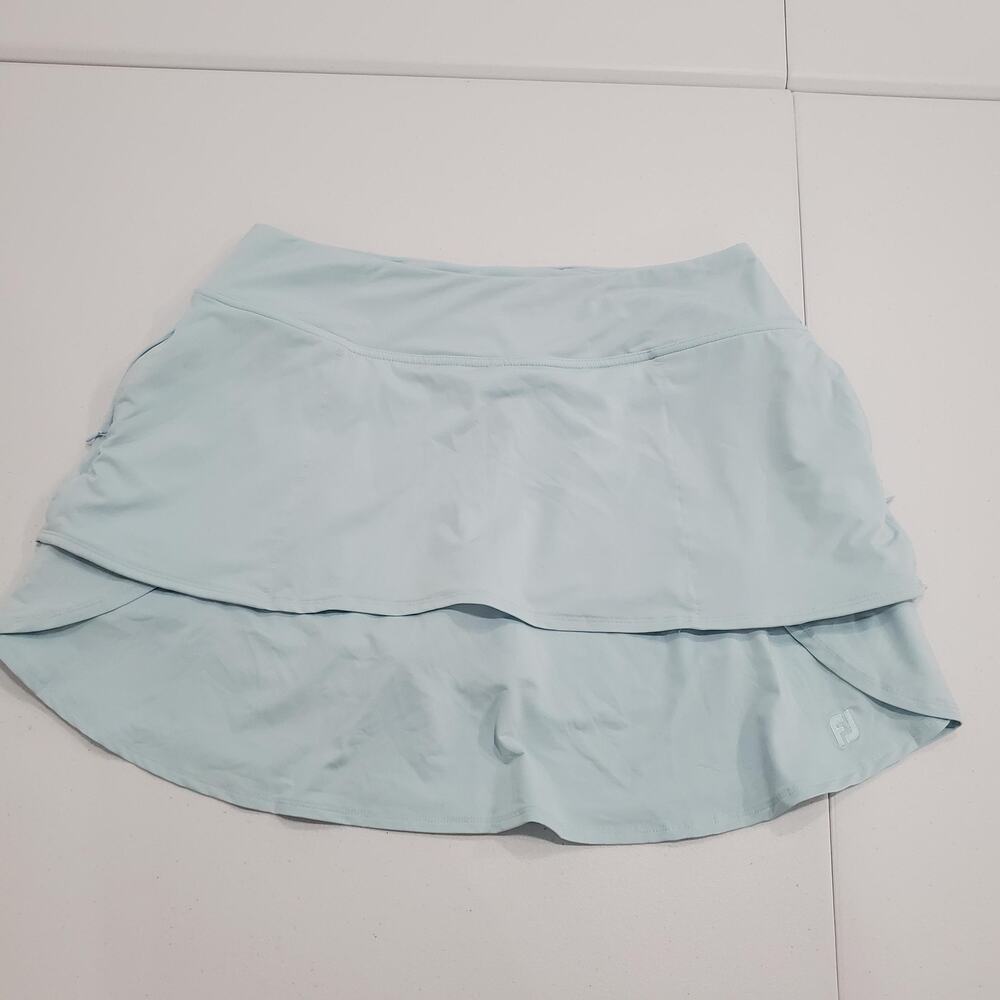 FootJoy Skort Womens Large Light Blue Golf Activewear Stretch FJ Logo Tiered